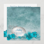 Invitation Annonces de graduation de filles Turquoise Blue Da (Devant / Derrière)
