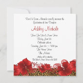 Invitation Annonces de graduation de Girls Red Leopard (Dos)