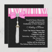 Invitation Annonces de Graduation de Hot Pink Zebra (Devant / Derrière)