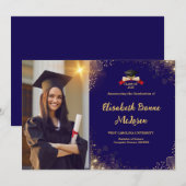 Invitation Annonces de graduation de l'or et de la marine (Devant / Derrière)