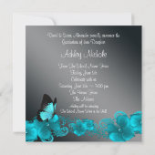 Invitation Annonces de graduation de papillon bleu turquoise (Dos)
