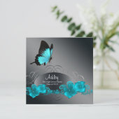 Invitation Annonces de graduation de papillon bleu turquoise (Debout devant)