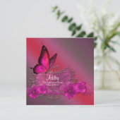 Invitation Annonces de graduation de papillon rose chaud (Debout devant)