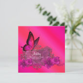 Invitation Annonces de graduation de papillon rose chaud (Debout devant)