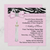 Invitation Annonces de Graduation de Pink Zebra (Devant / Derrière)