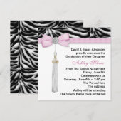 Invitation Annonces de graduation Girls Pink Zebra (Devant / Derrière)