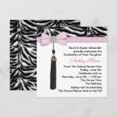 Invitation Annonces de graduation Girls Pink Zebra (Devant / Derrière)