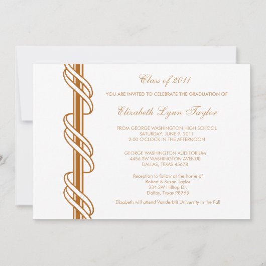 Invitation Annonces de graduation Gold Scroll Bar (Devant)