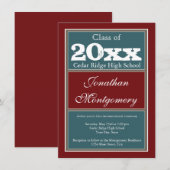 Invitation Annonces de graduation personnalisée Rouge Bleu (Devant / Derrière)