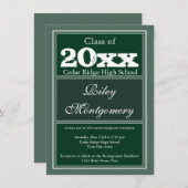 Invitation Annonces de graduation personnalisée Vert (Devant / Derrière)