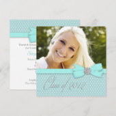 Invitation Annonces de graduation photo bleu turquoise (Devant / Derrière)