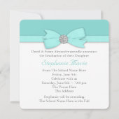 Invitation Annonces de graduation photo bleu turquoise (Dos)