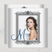 Invitation Annonces de graduation photo bleu turquoise (Devant / Derrière)