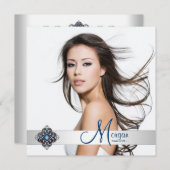 Invitation Annonces de graduation photo bleu turquoise (Devant / Derrière)