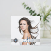 Invitation Annonces de graduation photo bleu turquoise (Debout devant)