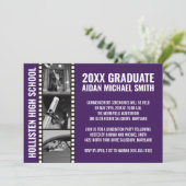 Invitation Annonces de graduation photo personnalisée [Violet (Debout devant)