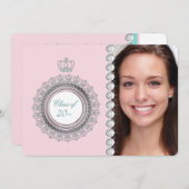 Invitation Annonces de graduation turquoise Blue Pink Princes (Devant / Derrière)