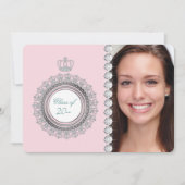 Invitation Annonces de graduation turquoise Blue Pink Princes (Devant)
