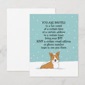 Invitation Annonces de la fête des Corgi de vacances d'hiver (Devant / Derrière)