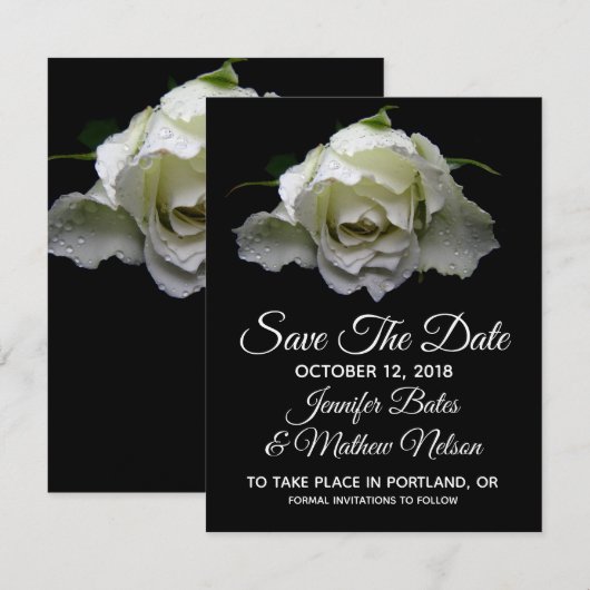 Invitation Annonces de Mariage Rose Blanche (Devant / Derrière)