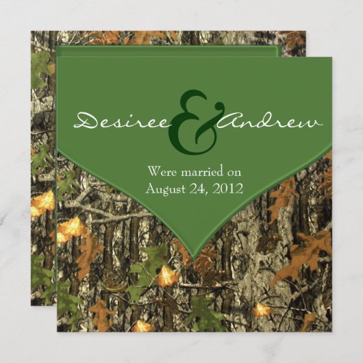 Invitation Annonces de Mariages Camo Post (Devant / Derrière)