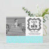 Invitation Annonces de mise à jour de date {Chevron bleu sarc (Debout devant)
