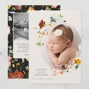 Invitation Annonces de naissance de Fleur sauvage botanique c