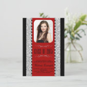 Invitation Annonces de Parties scintillant rouge et noire (Debout devant)