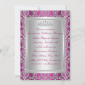 Invitation Annonces de Quinceanera Pink & Silver Damask (Dos)