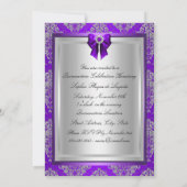 Invitation Annonces de Quinceanera pourpre Damask & Bow (Dos)