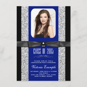 Invitation Annonces de remise des diplômes bleu royal