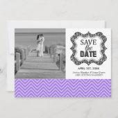 Invitation Annonces de sauvegarde de date {Chevron Violet} (Devant)