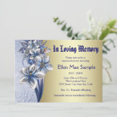 Invitation Annonces de service commémoratif bleu élégant (Debout devant)