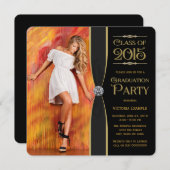 Invitation Annonces d'élégance Black and Gold Graduation (Devant / Derrière)