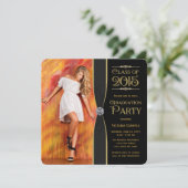 Invitation Annonces d'élégance Black and Gold Graduation (Debout devant)