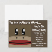 Invitation Annonces d'invitation à l'anniversaire de SOCK MON (Devant / Derrière)
