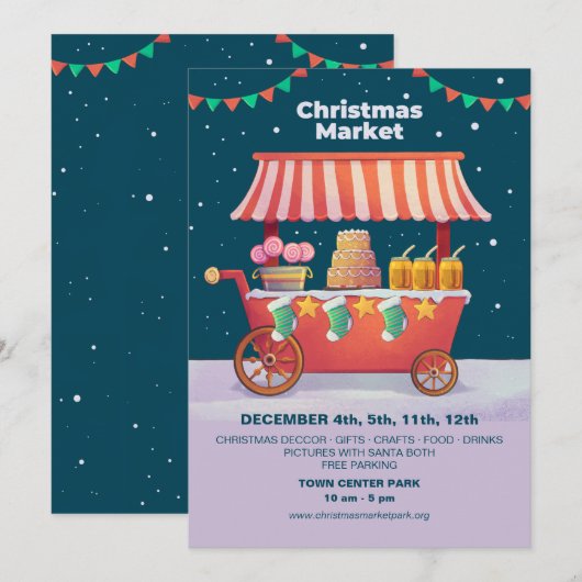 Invitation Annonces du marché de Noël (Devant / Derrière)