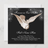 Invitation Annonces du service commémoratif Black White Dove (Dos)