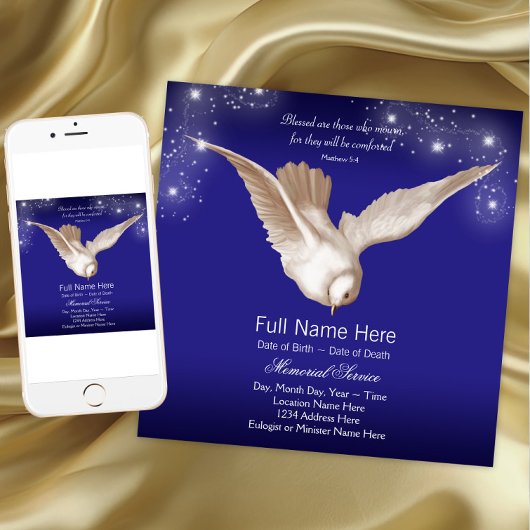 Invitation Annonces du service mémorial Blue Dove