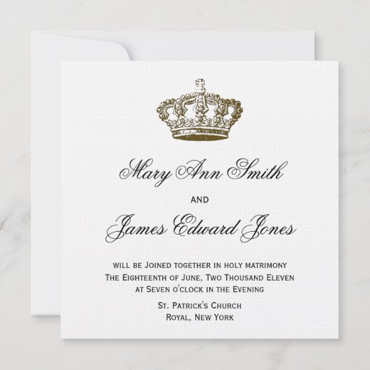 Invitation Annonces élégantes d'invitations de couronne (Dos)