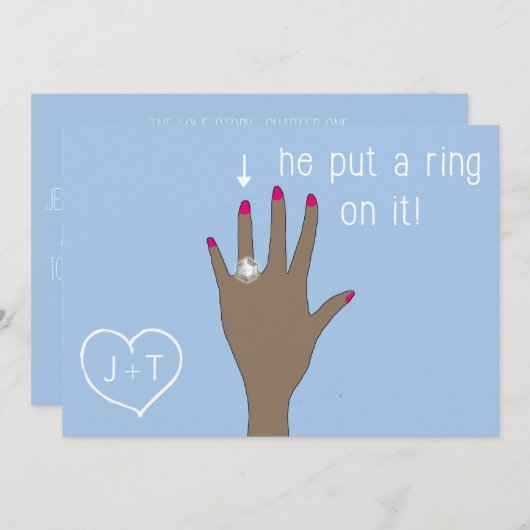 Invitation Annonces Fiançailles Modernes (Devant / Derrière)