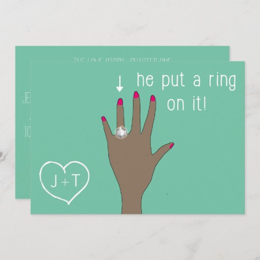 Invitation Annonces Fiançailles Modernes (Devant / Derrière)