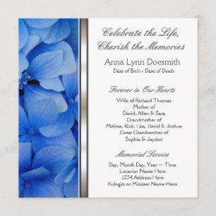 Invitation Annonces funéraires de l'hortensia bleu