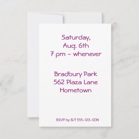 Invitation Annonces mignonnes d'invitations d'anniversaire de (Dos)