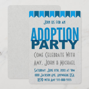 Invitation Annonces modernes bleues d'adoption de partie