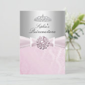 Invitation Annonces Pink Bow & Tiara Quinceanera (Debout devant)