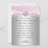 Invitation Annonces Pink Bow & Tiara Quinceanera (Dos)