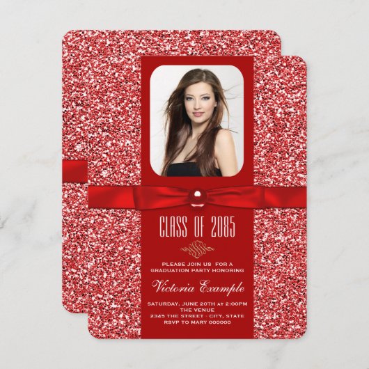 Invitation Annonces Red Graduation (Devant / Derrière)