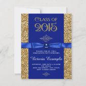 Invitation Annonces Royal Blue and Gold Graduation (Devant)