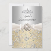 Invitation Annonces Silver Swirl Tiara Quinceanera (Devant)